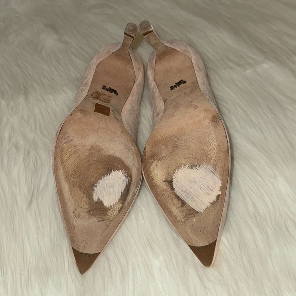 Light pink Size 8 Coach Pumps- High Heel Suede pointy toe - Picture 5 of 5